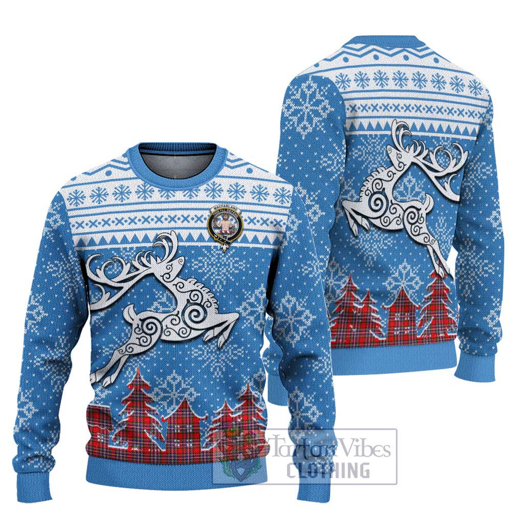 Tartan Vibes Clothing MacFarlane (McFarlane) Clan Christmas Ugly Sweater with Tartan and Celtic Raindeer Style