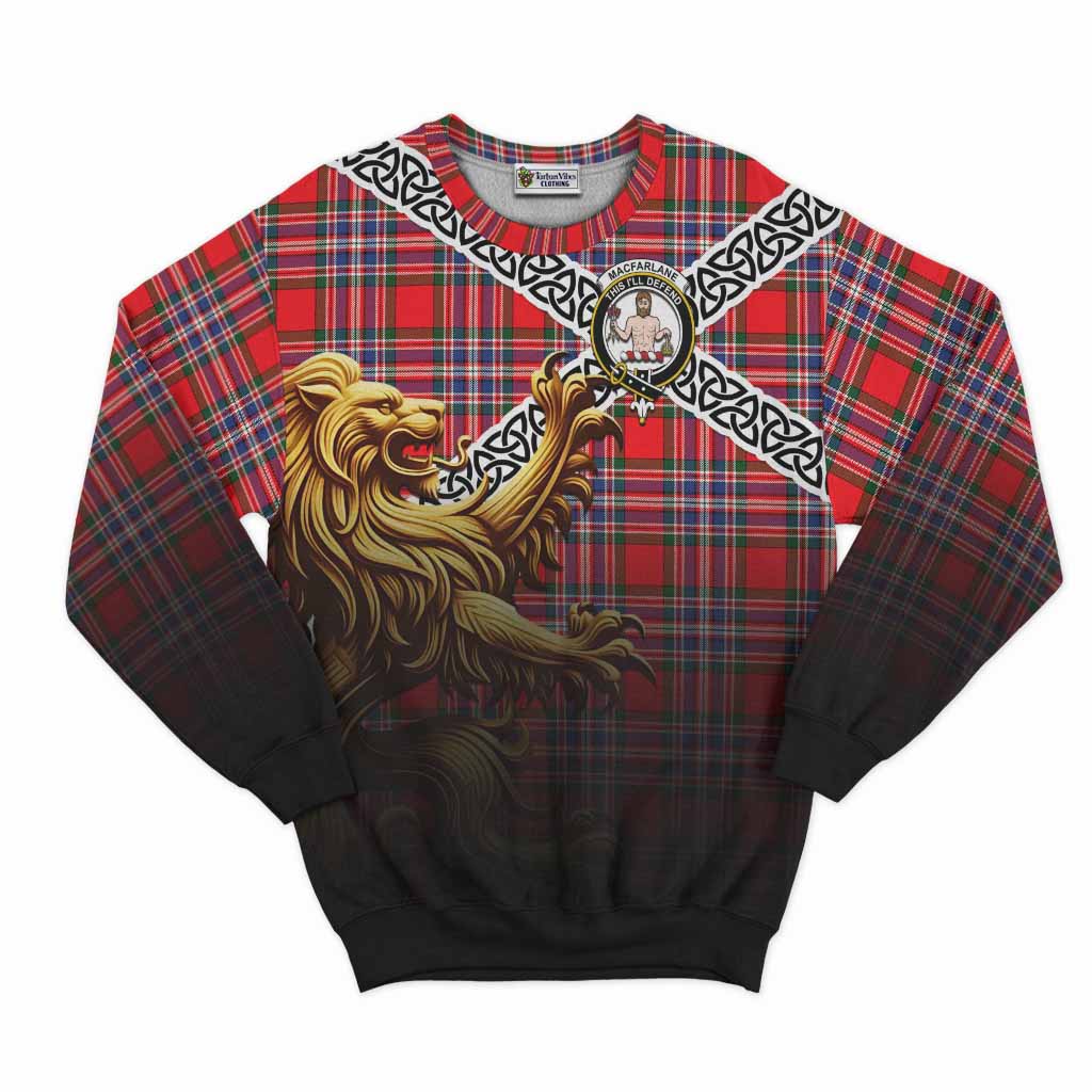 MacFarlane (McFarlane) Crest Tartan Sweatshirt with Golden Lion Emblem Celtic Style Unisex - Tartan Vibes Clothing