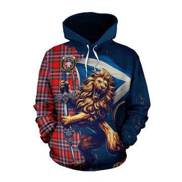 MacFarlane (McFarlane) Tartan Family Crest Cotton Hoodie with Scottish Majestic Lion