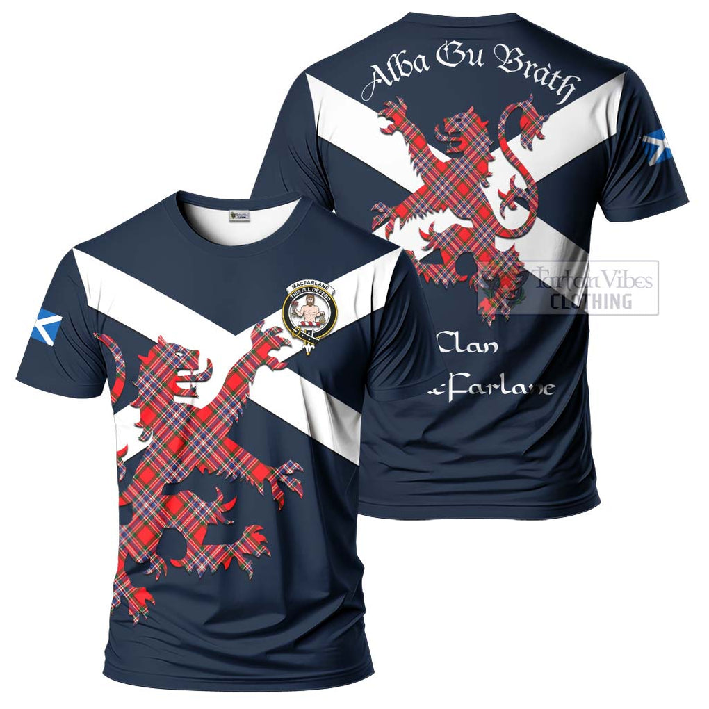 Tartan Vibes Clothing MacFarlane (McFarlane) Tartan Lion Rampant T-Shirt – Proudly Display Your Heritage with Alba Gu Brath and Clan Name