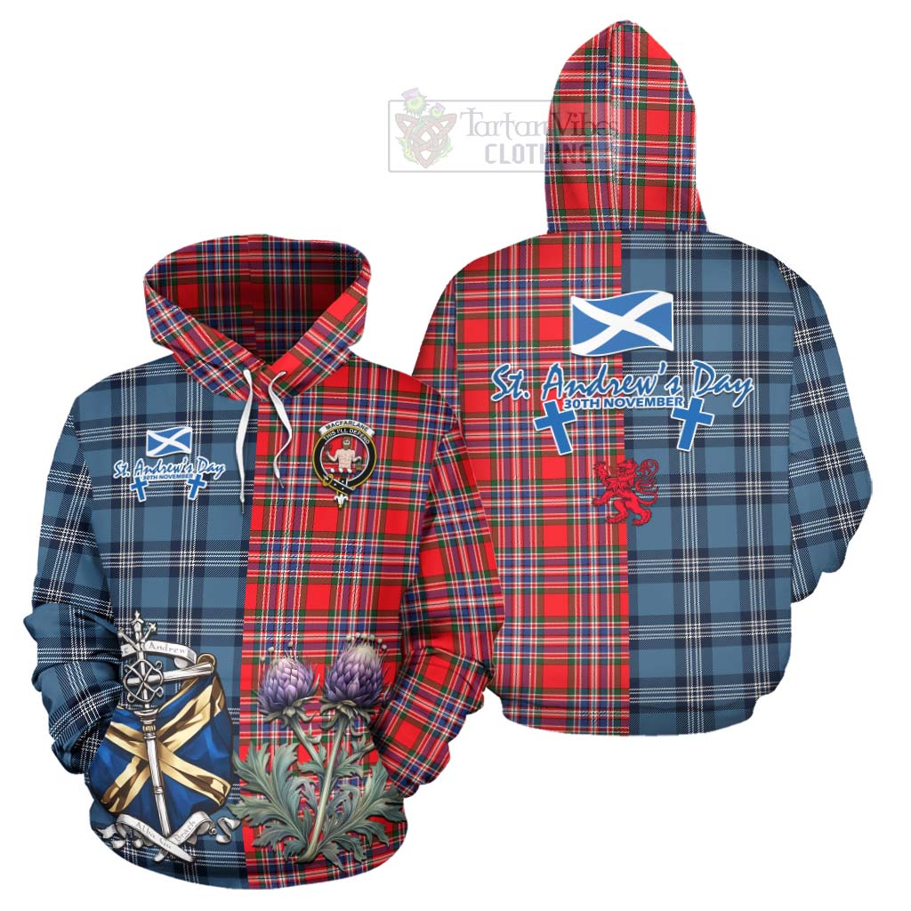 Tartan Vibes Clothing MacFarlane (McFarlane) Tartan Hoodie Happy St. Andrew's Day Half Tartan Style