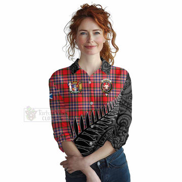 MacFarlane (McFarlane) Crest Tartan Women's Casual Shirt with New Zealand Silver Fern Half Style