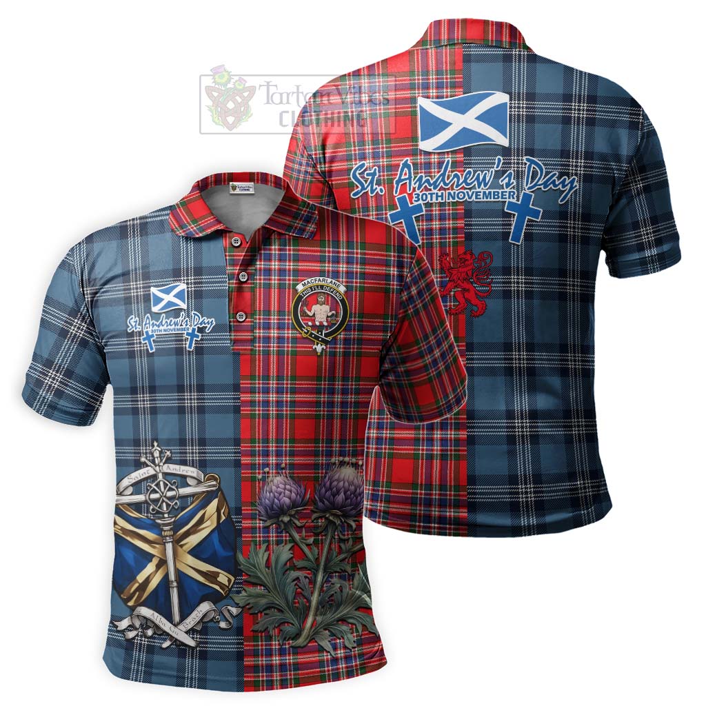 Tartan Vibes Clothing MacFarlane (McFarlane) Tartan Polo Shirt Happy St. Andrew's Day Half Tartan Style