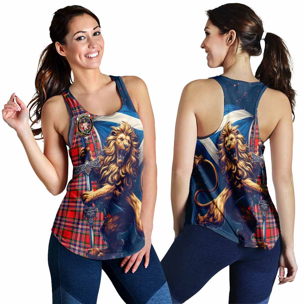 Tartan Vibes Clothing MacFarlane (McFarlane) Tartan Family Crest Women's Racerback Tanks with Scottish Majestic Lion