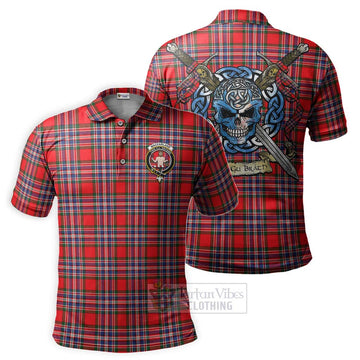 MacFarlane (McFarlane) Tartan Polo Shirt with Family Crest Celtic Skull Style