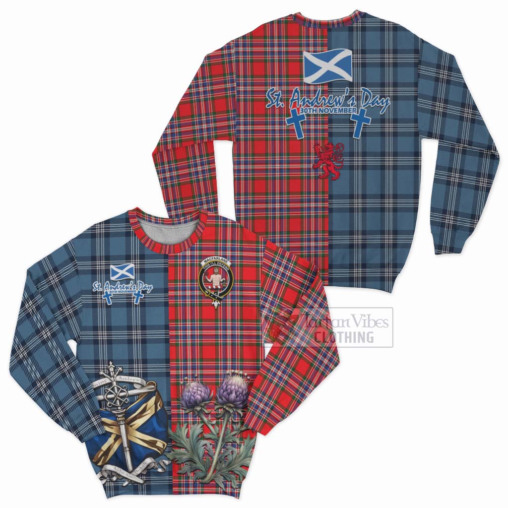 Tartan Vibes Clothing MacFarlane (McFarlane) Tartan Sweatshirt Happy St. Andrew's Day Half Tartan Style