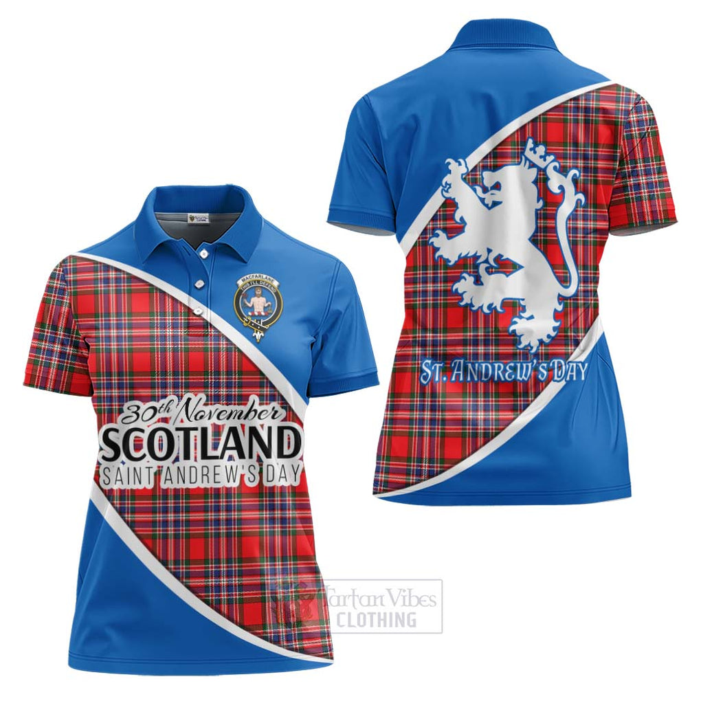 Tartan Vibes Clothing MacFarlane (McFarlane) Family Crest Tartan Women's Polo Shirt Celebrate Saint Andrew's Day in Style