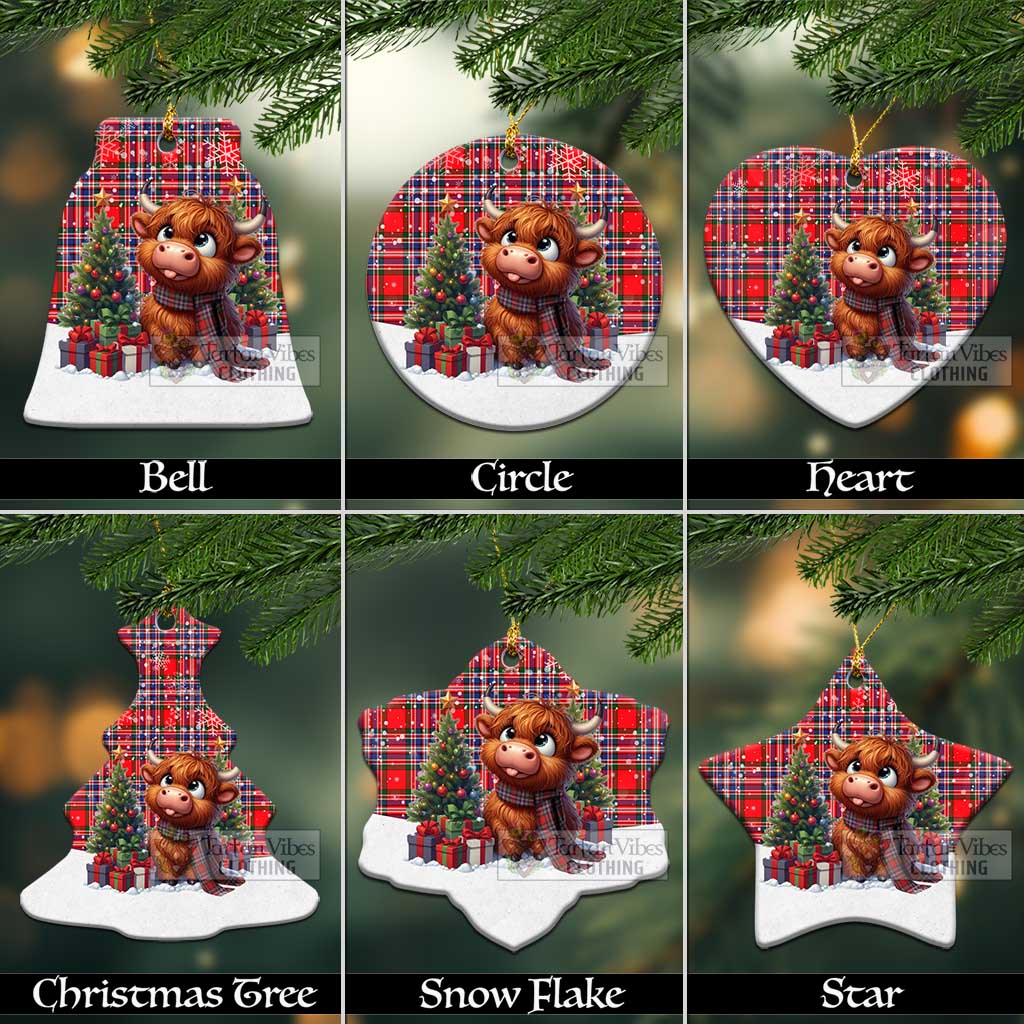 Tartan Vibes Clothing MacFarlane (McFarlane) Tartan Christmas Ceramic Ornament with Adorable Highland Coo