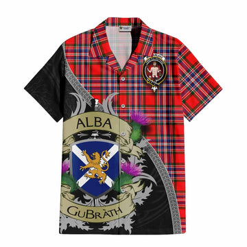 MacFarlane (McFarlane) Tartan Family Crest Hawaiian Shirt Lion Rampant Royal Thistle Shield Celtic Inspired Kid - Tartan Vibes Clothing
