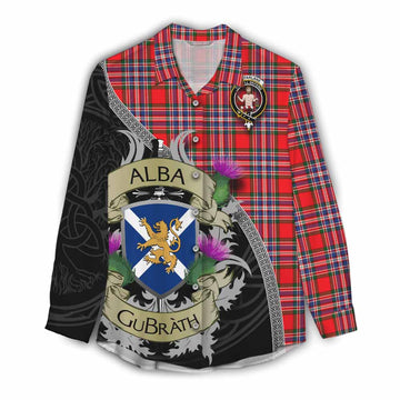 MacFarlane (McFarlane) Tartan Family Crest Women's Casual Shirt Lion Rampant Royal Thistle Shield Celtic Inspired Female - Tartan Vibes Clothing