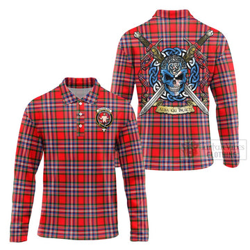 MacFarlane (McFarlane) Tartan Long Sleeve Polo Shirt with Family Crest Celtic Skull Style