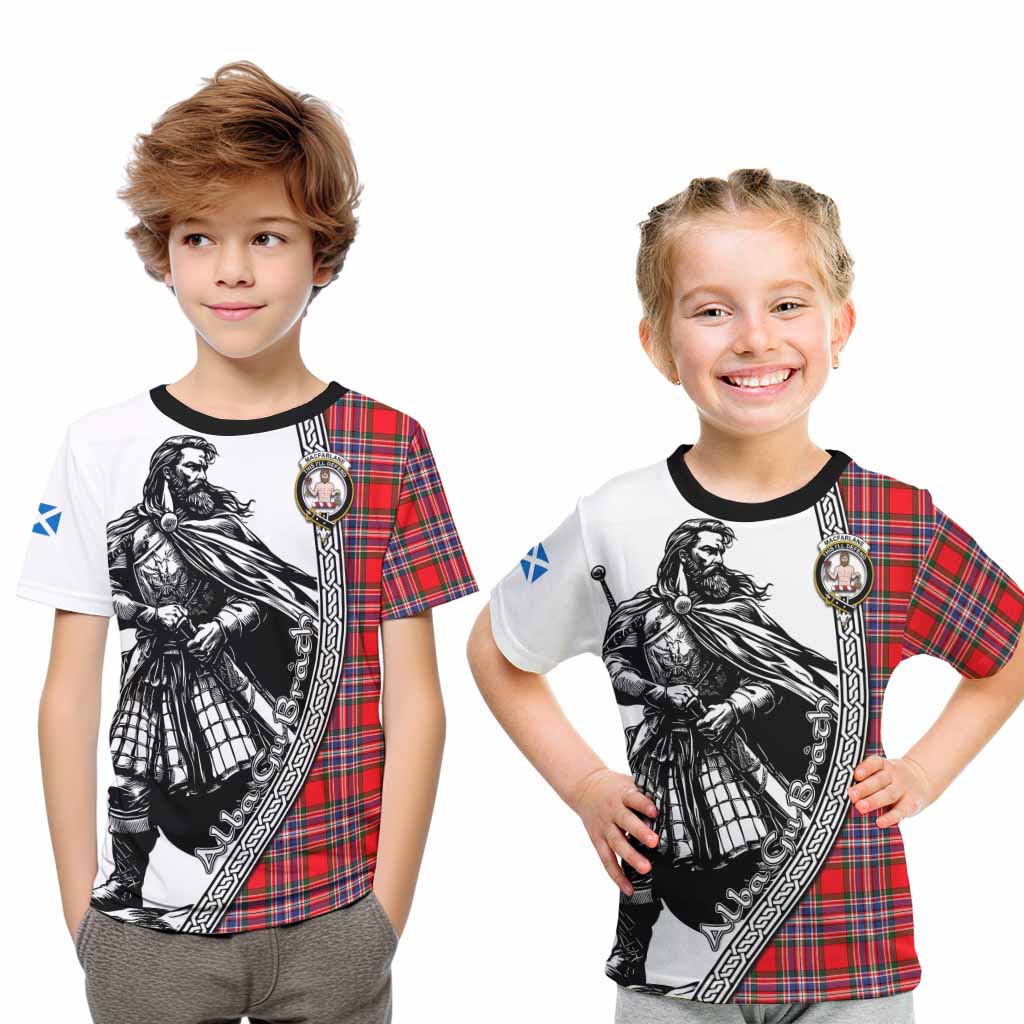 MacFarlane (McFarlane) Tartan Clan Crest Kid T-Shirt with Highlander Warrior Celtic Style