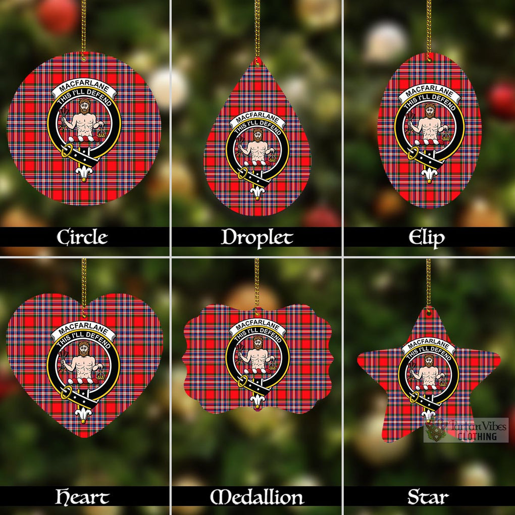 Tartan Vibes Clothing MacFarlane (McFarlane) Tartan Christmas Aluminium Ornament with Family Crest