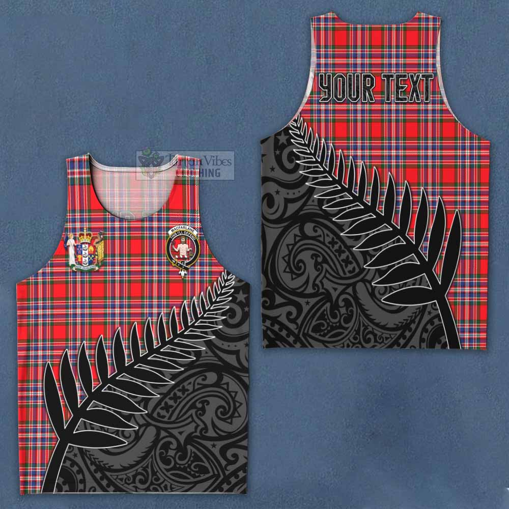 Tartan Vibes Clothing MacFarlane (McFarlane) Crest Tartan Men's Tank Top with New Zealand Silver Fern Half Style