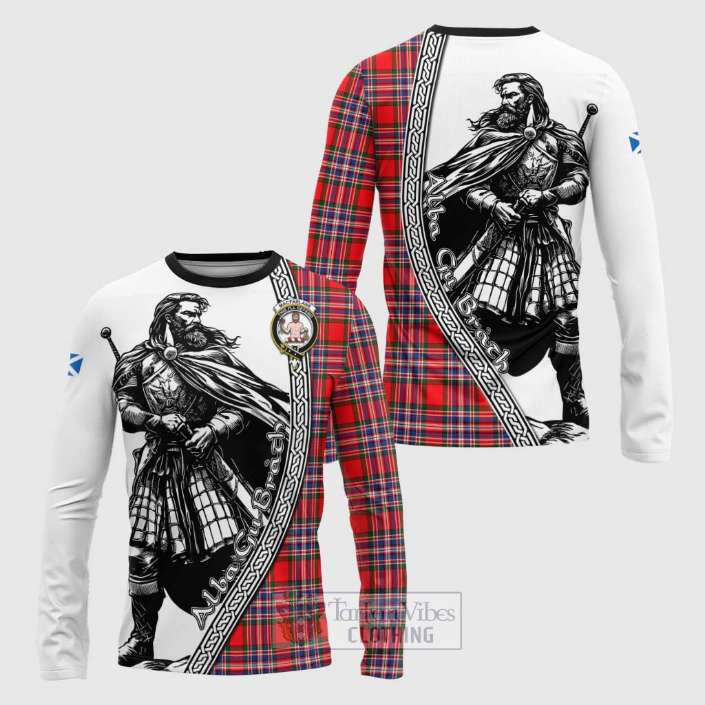 Tartan Vibes Clothing MacFarlane (McFarlane) Tartan Clan Crest Long Sleeve T-Shirt with Highlander Warrior Celtic Style