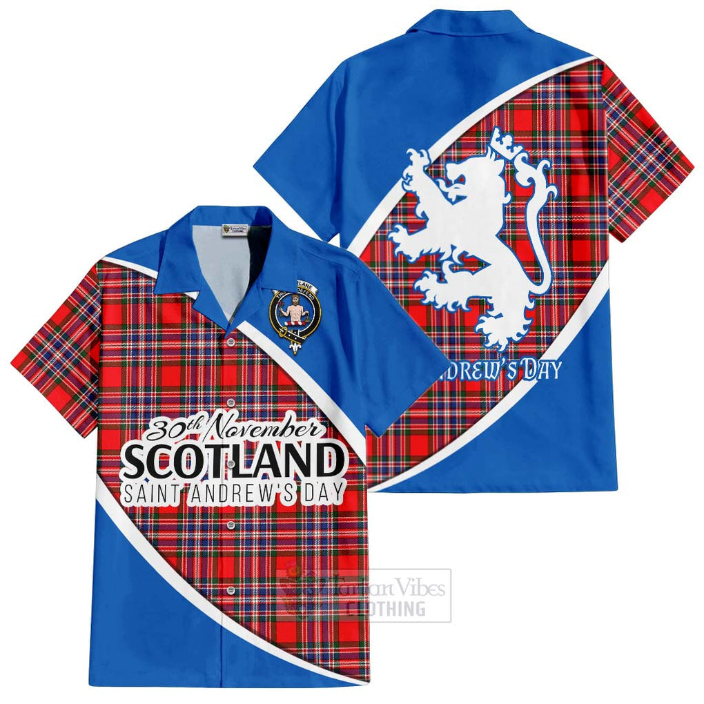 Tartan Vibes Clothing MacFarlane (McFarlane) Family Crest Tartan Short Sleeve Button Shirt Celebrate Saint Andrew's Day in Style