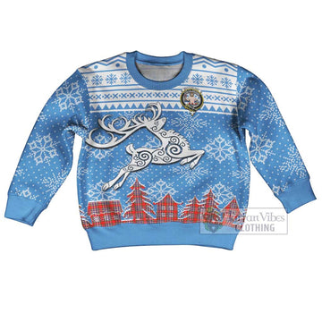 MacFarlane (McFarlane) Clan Christmas Kid Ugly Sweater with Tartan and Celtic Reindeer Style