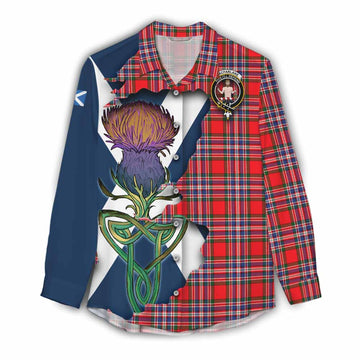 MacFarlane (McFarlane) Tartan Family Crest Women's Casual Shirt Scottish Thistle Celtic Inspired Female - Tartan Vibes Clothing