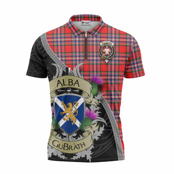 MacFarlane (McFarlane) Tartan Family Crest Zipper Polo Shirt Lion Rampant Royal Thistle Shield Celtic Inspired Unisex - Tartan Vibes Clothing