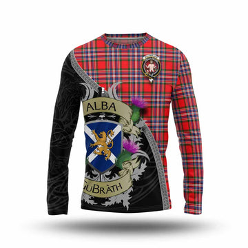 MacFarlane (McFarlane) Tartan Family Crest Long Sleeve T-Shirt Lion Rampant Royal Thistle Shield Celtic Inspired Unisex - Tartan Vibes Clothing