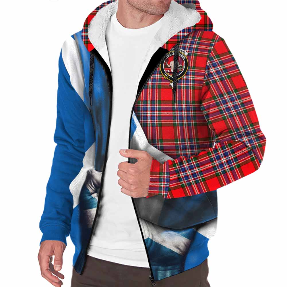 Tartan Vibes Clothing MacFarlane (McFarlane) Tartan Sherpa Hoodie with Family Crest Scotland Patriotic Style