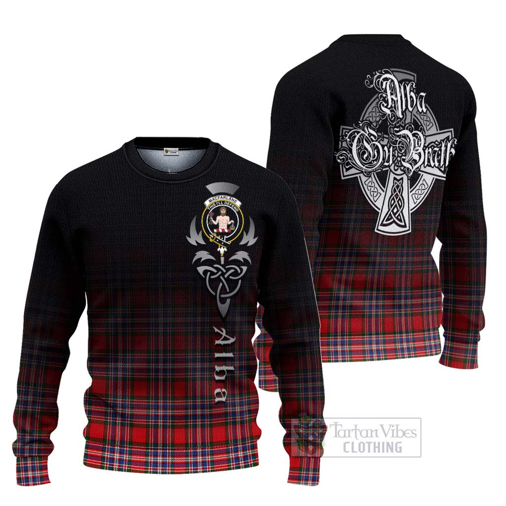 Tartan Vibes Clothing MacFarlane (McFarlane) Tartan Knitted Sweater Featuring Alba Gu Brath Family Crest Celtic Inspired