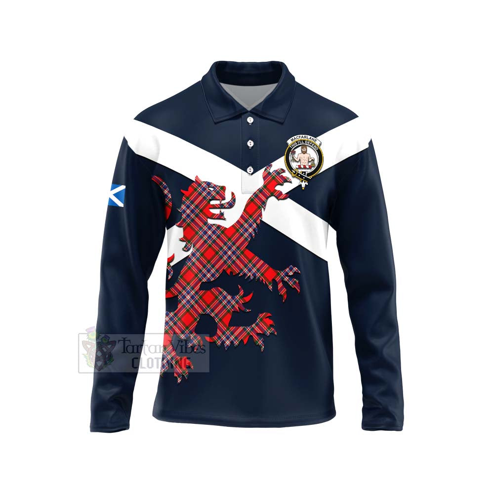 Tartan Vibes Clothing MacFarlane (McFarlane) Tartan Lion Rampant Long Sleeve Polo Shirt – Proudly Display Your Heritage with Alba Gu Brath and Clan Name