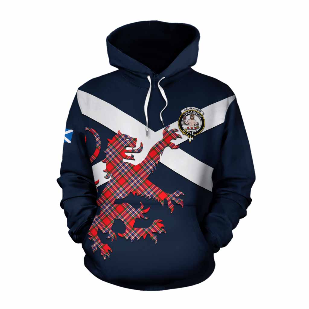 Tartan Vibes Clothing MacFarlane (McFarlane) Tartan Lion Rampant Cotton Hoodie Proudly Display Your Heritage with Alba Gu Brath and Clan Name