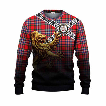 MacFarlane (McFarlane) Crest Tartan Knitted Sweater with Golden Lion Emblem Celtic Style Unisex - Tartan Vibes Clothing