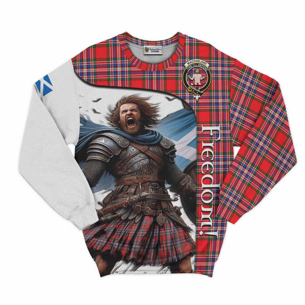 Tartan Vibes Clothing MacFarlane (McFarlane) Crest Tartan Sweatshirt Inspired by the Freedom of Scottish Warrior