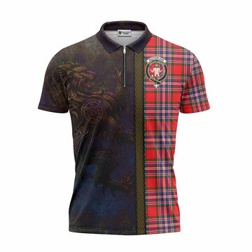 MacFarlane (McFarlane) Tartan Family Crest Zipper Polo Shirt Alba Gu Brath Be Brave Lion Ancient Style Unisex - Tartan Vibes Clothing