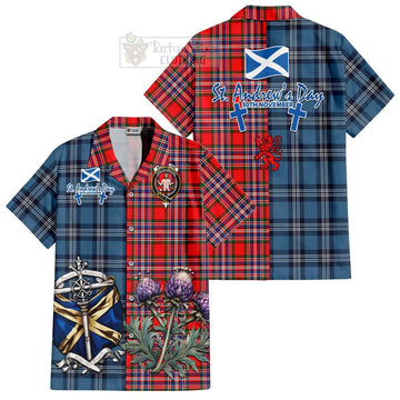 MacFarlane (McFarlane) Tartan Short Sleeve Button Shirt Happy St. Andrew's Day Half Tartan Style