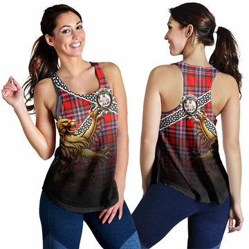 MacFarlane (McFarlane) Crest Tartan Women's Racerback Tanks with Golden Lion Emblem Celtic Style 4XL - Tartan Vibes Clothing