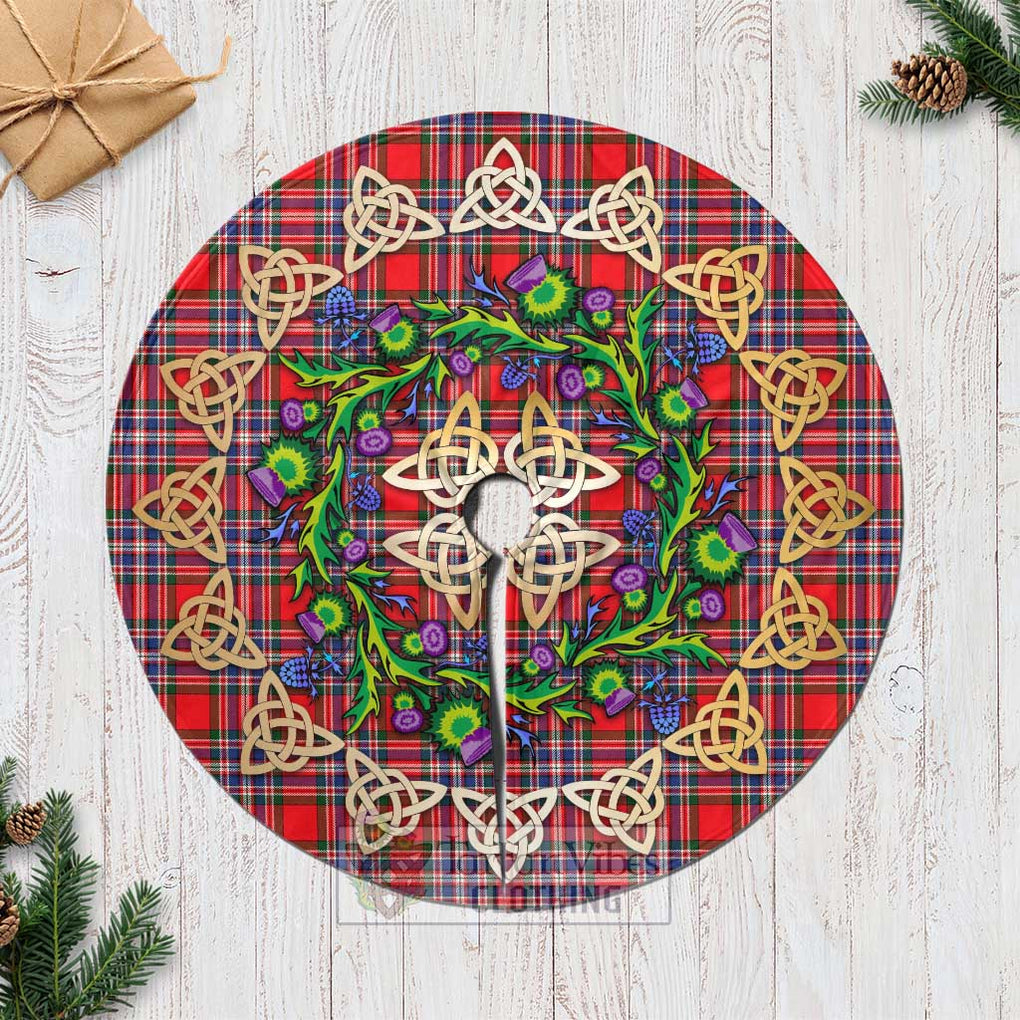 Tartan Vibes Clothing MacFarlane (McFarlane) Tartan Christmas Tree Skirt with Thistle Celtic Knot Style