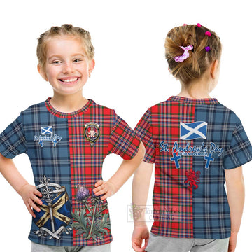 MacFarlane (McFarlane) Tartan Kid T-Shirt Happy St. Andrew's Day Half Tartan Style