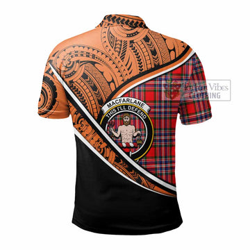 MacFarlane (McFarlane) Crest Tartan Polo Shirt with Polynesian Vibes Style - Orange Version