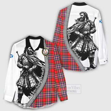 MacFarlane (McFarlane) Tartan Clan Crest Women's Casual Shirt with Highlander Warrior Celtic Style