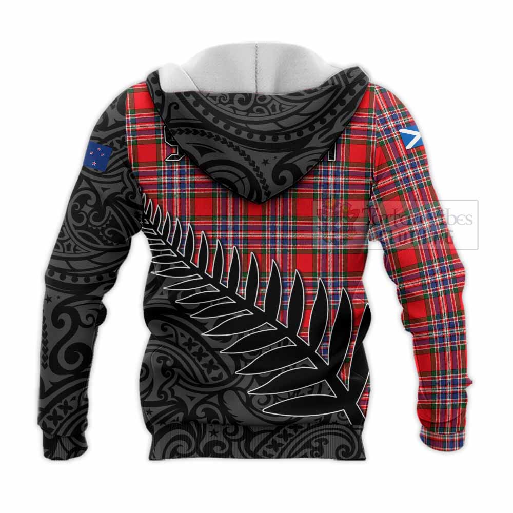 Tartan Vibes Clothing MacFarlane (McFarlane) Crest Tartan Knitted Hoodie with New Zealand Silver Fern Half Style