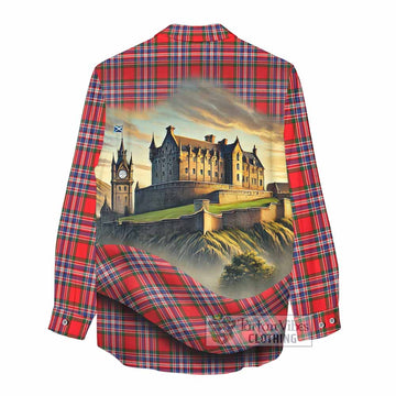 MacFarlane (McFarlane) Tartan Family Crest Women's Casual Shirt with Scottish Ancient Castle Style - Tartan Vibes Clothing