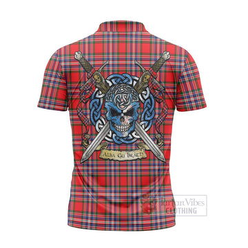 MacFarlane (McFarlane) Tartan Zipper Polo Shirt with Family Crest Celtic Skull Style