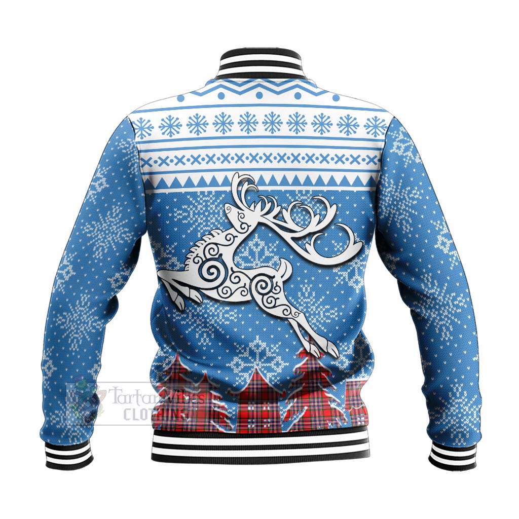 Tartan Vibes Clothing MacFarlane (McFarlane) Clan Christmas Baseball Jacket Celtic Reindeer Style