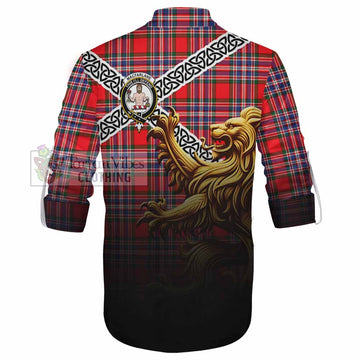 MacFarlane (McFarlane) Crest Tartan Ghillie Kilt Shirt with Golden Lion Emblem Celtic Style - Tartan Vibes Clothing
