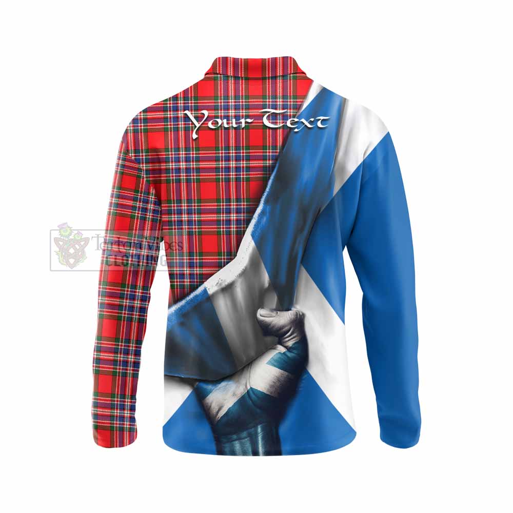 Tartan Vibes Clothing MacFarlane (McFarlane) Tartan Long Sleeve Polo Shirt with Family Crest Scotland Patriotic Style