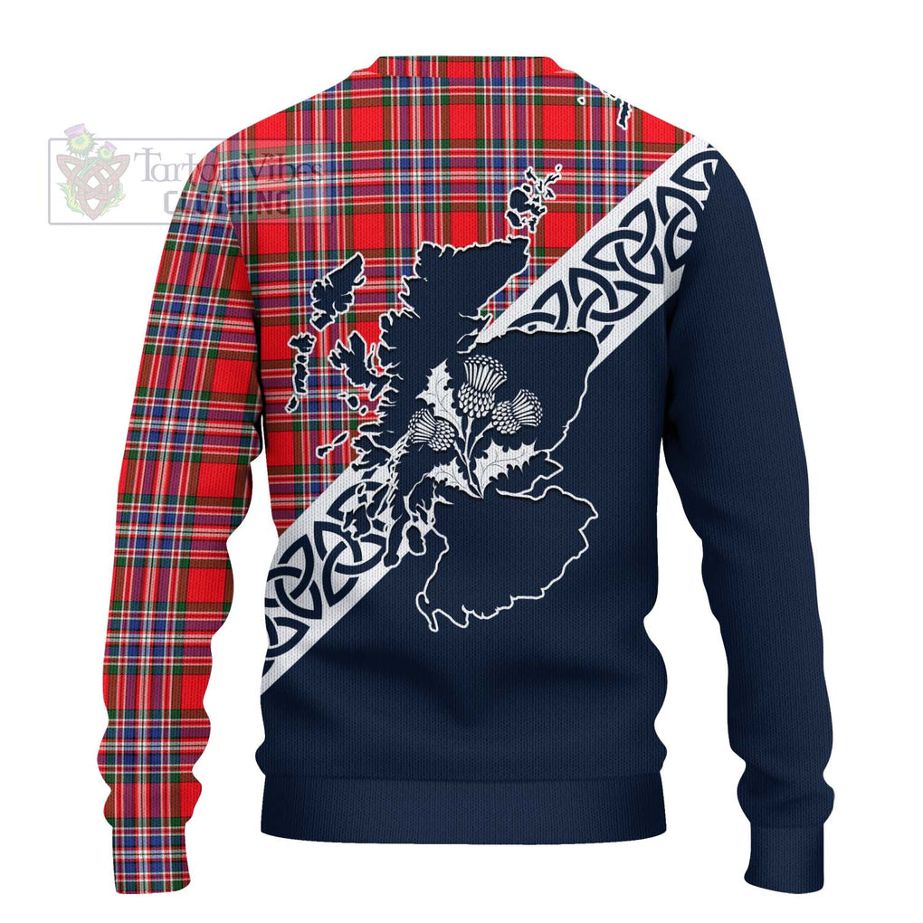 Tartan Vibes Clothing MacFarlane (McFarlane) Tartan Knitted Sweater Featuring Thistle and Scotland Map