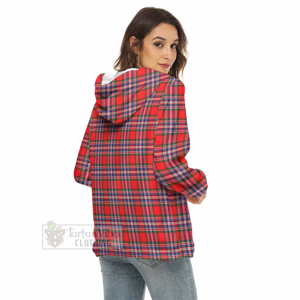 Tartan Vibes Clothing MacFarlane (McFarlane) Tartan Crest Women's Borg  Half Zip Fleece Hoodie