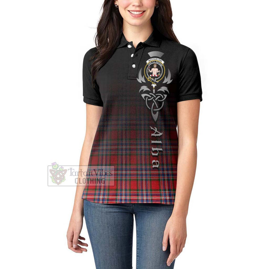 Tartan Vibes Clothing MacFarlane (McFarlane) Tartan Women's Polo Shirt Featuring Alba Gu Brath Family Crest Celtic Inspired