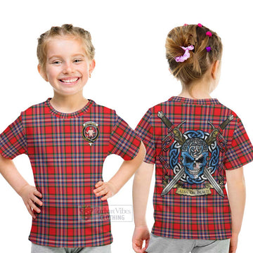 MacFarlane (McFarlane) Tartan Kid T-Shirt with Family Crest Celtic Skull Style