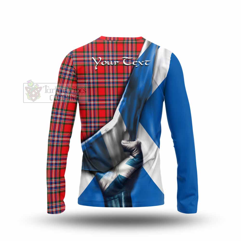 Tartan Vibes Clothing MacFarlane (McFarlane) Tartan Long Sleeve T-Shirt with Family Crest Scotland Patriotic Style