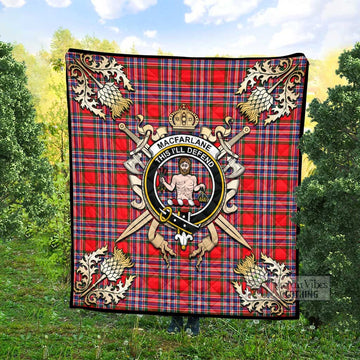 MacFarlane (McFarlane) Tartan Quilt with Family Crest and Scottish Golden Courage Shield