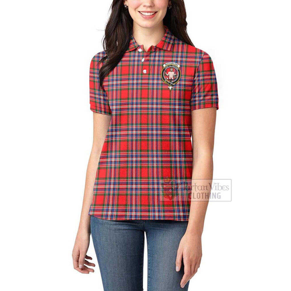 Tartan Vibes Clothing MacFarlane (McFarlane) Tartan Women's Polo Shirt with Family Crest Celtic Skull Style